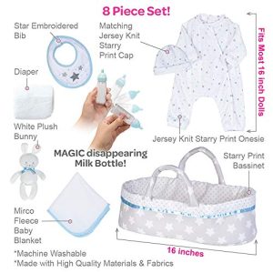 Adora Baby Doll Clothes - Adoption Baby Essentials Sweet Star for 16 inch Girl Baby Dolls, 8-Piece Essentials Gift Set for Kids