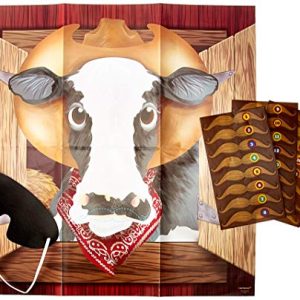 Amscan 270249 Pin The Moustache On The Cow Game, 17" x 17", Multicolor