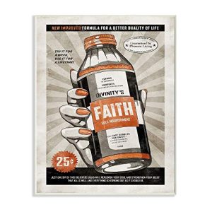 Stupell Industries Faith Formula Funny Vintage Comic Book Design Wall Plaque, 13x19, Multi-Color