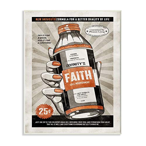 Stupell Industries Faith Formula Funny Vintage Comic Book Design Wall Plaque, 13x19, Multi-Color