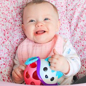 Nuby Cartoon Animal Rattle Teether Toy, Kitty Cat, 5"