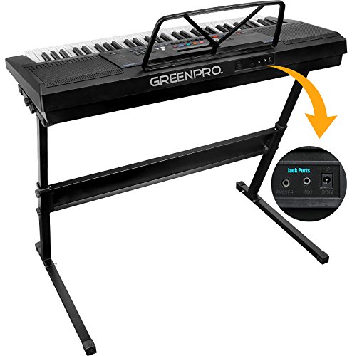 GreenPro 61 Key Portable Electronic Piano Keyboard LED Display with Adjustable Stand and Music Notes Holder