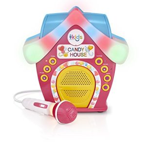 Singing Machine Kids Candy House Portable Bluetooth Sing-Along Speaker with LED Lit Microphone and Rooftop (SMK470)
