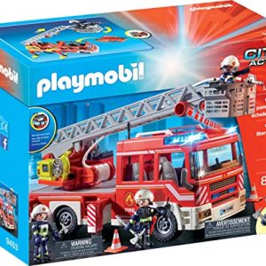PLAYMOBIL 9462 Spielzeug-Große Feuerwache & 9463 Spielzeug-Feuerwehr-Leiterfahrzeug