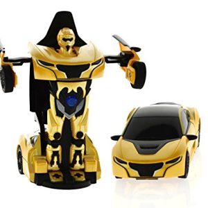 ICS CIS 1:32 Die Cast Transformable Car to Robot with Sound/Light Vehicle, Yellow
