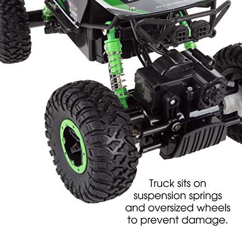 Remote Control Monster Truck– 1: 16 Scale, 2.4 Ghz Rc Off-Road Rugged Toy Vehicle with Spring Suspension & Oversized Wheels for Kids by Hey! Play!