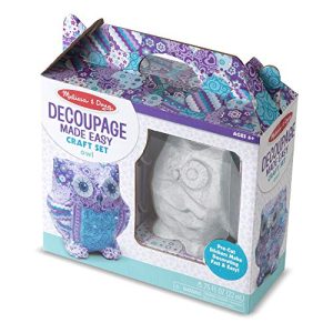 Melissa & Doug Decoupage Made Easy Owl Paper Mache Craft Kit with Stickers (Great Gift for Girls and Boys - Best for 6, 7, 8, 9, 10 Year Olds and Up)