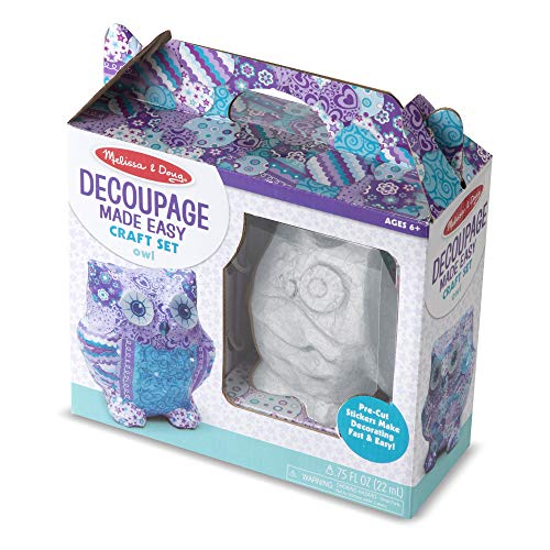 Melissa & Doug Decoupage Made Easy Owl Paper Mache Craft Kit with Stickers (Great Gift for Girls and Boys - Best for 6, 7, 8, 9, 10 Year Olds and Up)