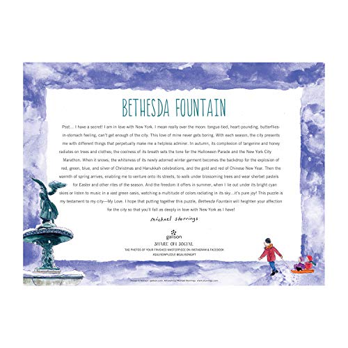 Galison Michael Storrings Bethesda Fountain Puzzle, 1000 Pieces, 27” x 20'' - Illustrated Art Puzzle with Scene from Central Park’s Famous Landmark – Challenging Family-Friendly Activity