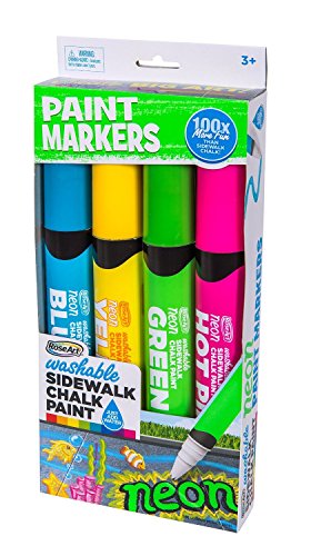 RoseArt Washable Sidewalk Chalk Paint Neon Jumbo Markers