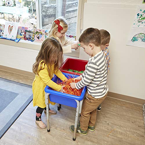 ECR4Kids ELR-12401 Assorted Colors Sand and Water Adjustable Activity Play Table Center with Lids, Square (2-Station)