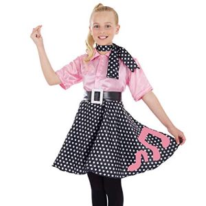 Girls 50s Poodle Dress Costume Kids Rock N Roll Polka Dot Decades Outfit