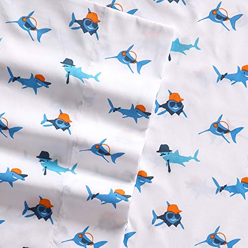 VCNY Home Gangsta Shark Pillowcase and Sheet Sets Full Blue