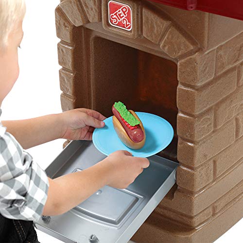 Step2 Fixin' Fun Outdoor Grill | Plastic Toy Grill & Play Food | Pretend Play Grilling Set