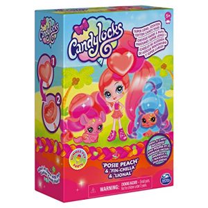 Candylocks, 3-Pack, Posie Peach 3-inch Scented Collectible Surprise Doll and 2 Pets with Accessories