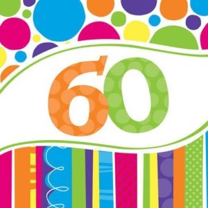 Creative Converting 18 Count Bright and Bold 60th Birthday Lunch Napkins