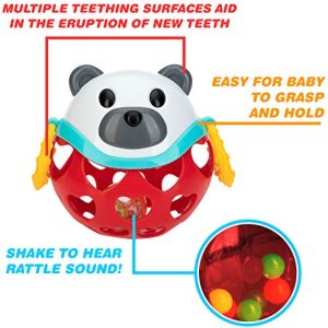 Nuby Cartoon Animal Rattle Teether Toy, Bear, 5"
