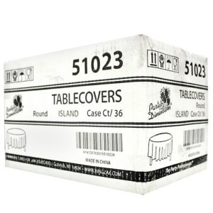 Party Dimensions Single Count Round Plastic Tablecover, 84-Inch, Island Blue