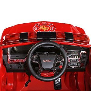 Rollplay 6 Volt GMC Yukon Denali Fire Rescue Toy, Battery-Powered Kid's Ride on Car, Red
