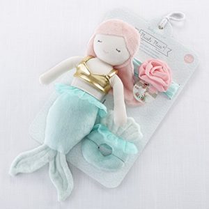 Baby Aspen Mia The Mermaid Plush Gift Set | Ultra Soft Stuffed Animal Mermaid, Baby Headband & Plush Seashell Rattle