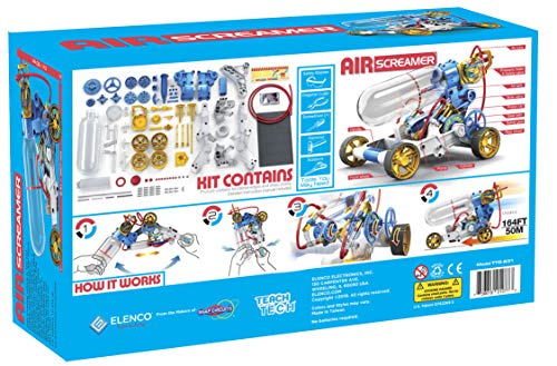 Elenco Teach Tech “Air Screamer”, Compressed Air Powered Racing Vehicle, STEM Building Sets for Kids 10+