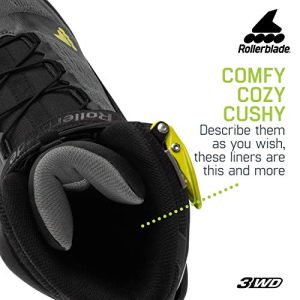 Rollerblade Macroblade 100 3WD Men's Adult Fitness Inline Skate, Anthracite and Neon Yellow, Performance Inline Skates