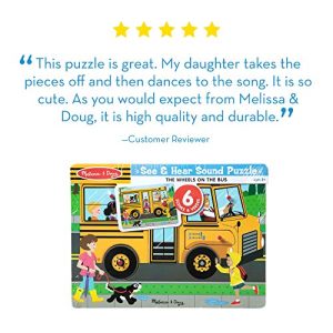 Melissa & Doug The Wheels On The Bus Sound Puzzle (Peg Puzzle, Developmental Toy, 6 Pieces)