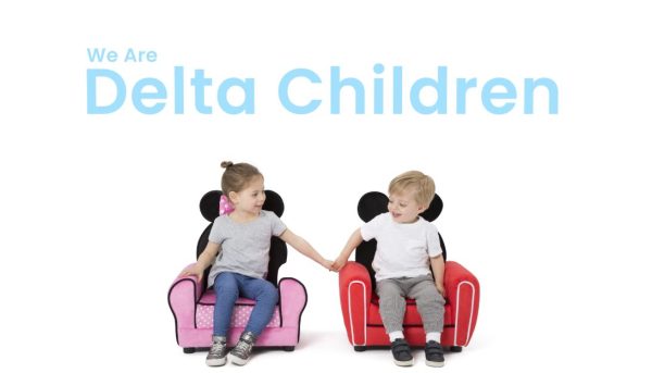 Delta Children Kids Table & Chair Set with Storage (2 Chairs Included), Grey/Blue