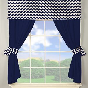 Baby Doll Bedding Chevron Window Valance and Curtain Set, Navy
