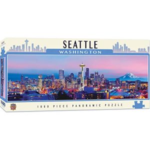 MasterPieces Cityscapes Panoramic Jigsaw Puzzle, Downtown Seattle, Washington, Photographs by James Blakeway, 1000 Pieces