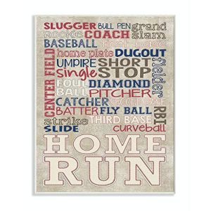 The Kids Room by Stupell "Red White and Blue Baseball Typography" Wall Plaque Art