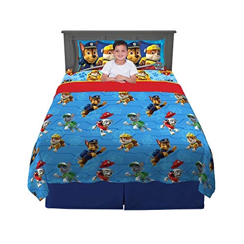 Nickelodeon Paw Patrol Kids Bedding Super Soft Microfiber Sheet Set, 4 Piece Full Size, Blue/Red Design