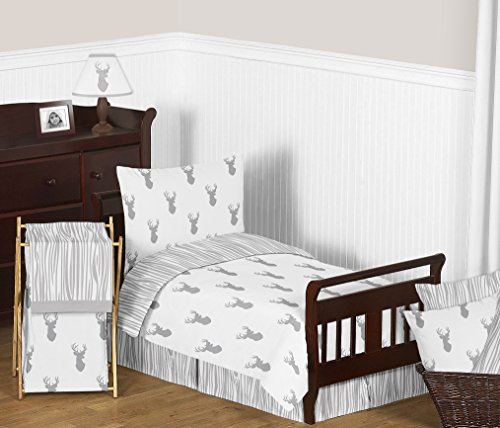Sweet Jojo Designs Baby Children Kids Clothes Laundry Hamper for Grey and White Woodland Deer Bedding Set