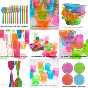 Party Essentials Hard Plastic 9-Inch Round Party/Luncheon Plates, Assorted Neon, 20-Count