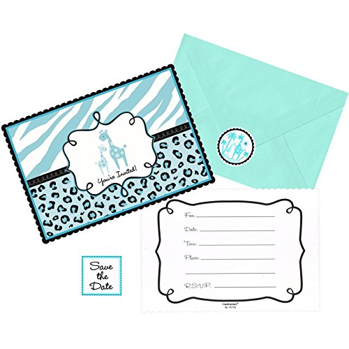 Blue "You're Invited" Sweet Safari Invitation Postcards