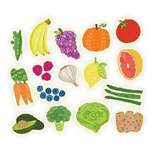 Mudpuppy Wooden Fruits & Veggies Magnetic Shapes, 35 Pieces, Ages 3-7, 1.75" Tall Pieces, Resealable 3.5 x 8.5 x 2.75" Package