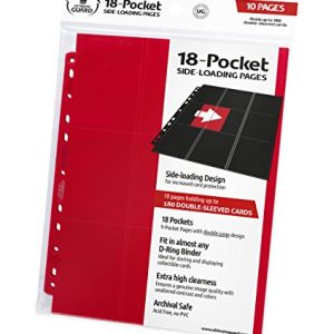 Ultimate Guard 18-Pocket Pages Side-Loading Red (10) Card Binders Sheets