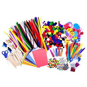 Horizon Group USA 1000+ Pieces Ultimate Box OF Crafts, Includes Foam Sheets,Stickers,Feathers,Glitter Glue, Pipe Cleaners,Wood Sticks,Pom Poms,Gemstones,Friendship Thread,Beads,Sequins,Scissors & More