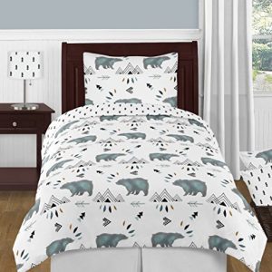 Sweet Jojo Designs 4-Piece Bear Mountain Watercolor Boy Twin Kid Childrens Bedding Comforter Set s