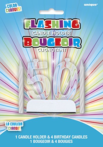 Flashing Number 50 Cake Topper & Birthday Candle Set, 5pc
