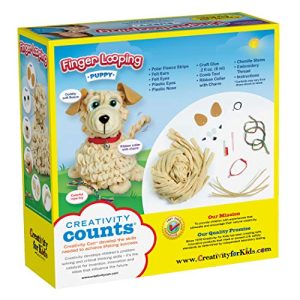 Creativity for Kids Finger Looping Puppy – Beginner Finger Knitting for Kids – Makes 1 Soft Puppy Toy