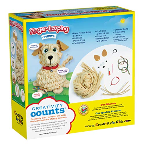 Creativity for Kids Finger Looping Puppy – Beginner Finger Knitting for Kids – Makes 1 Soft Puppy Toy