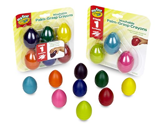 Crayola Washable Palm Grasp Crayons, Amazon Exclusive, 9ct, Toddler Toys, Gift