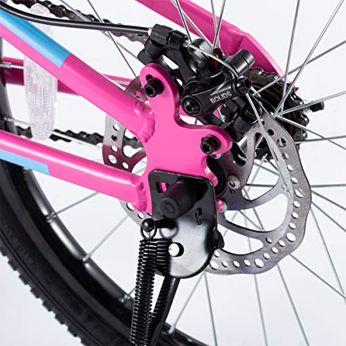 Royalbaby Boys Girls Kids Bike Explorer 20 Inch Bicycle for 7-12 Years Old Front Suspension Aluminum Child's Cycle with Disc Brakes Blue Pink