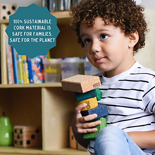 ECR4Kids KORXX Eco-Blox with Storage Container - Cork Building Block Set for Kids (35-Piece Kit)