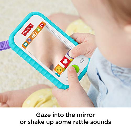 Fisher-Price #Selfie Fun Phone, Baby Rattle, Mirror and Teething Toy
