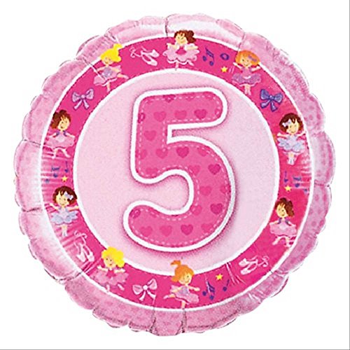 Qualatex Foil Balloon 26313 AGE 5 PINK BALLERINAS, 18", Multicolored