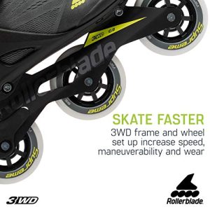 Rollerblade Macroblade 100 3WD Men's Adult Fitness Inline Skate, Anthracite and Neon Yellow, Performance Inline Skates