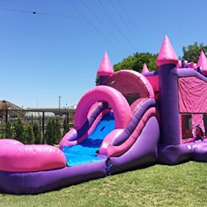 JumpOrange Commercial Grade Inflatable Princess Bricks Mega Bounce House with Slide Combo and Blower, Party Combo Moonwalk, 100% PVC VINYL