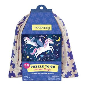 Mudpuppy Unicorn Magic to Go Puzzle, 36 Pieces, Ages 3+, Travel-Friendly Bag, Made with Safe, Non-Toxic Materials